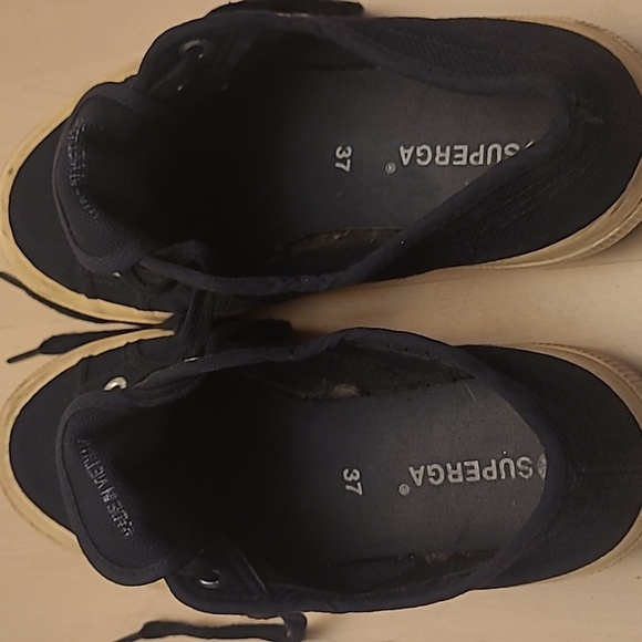 SUPERGA Navy Canvas Low Top Casual Sneakers - Picture 8 of 17